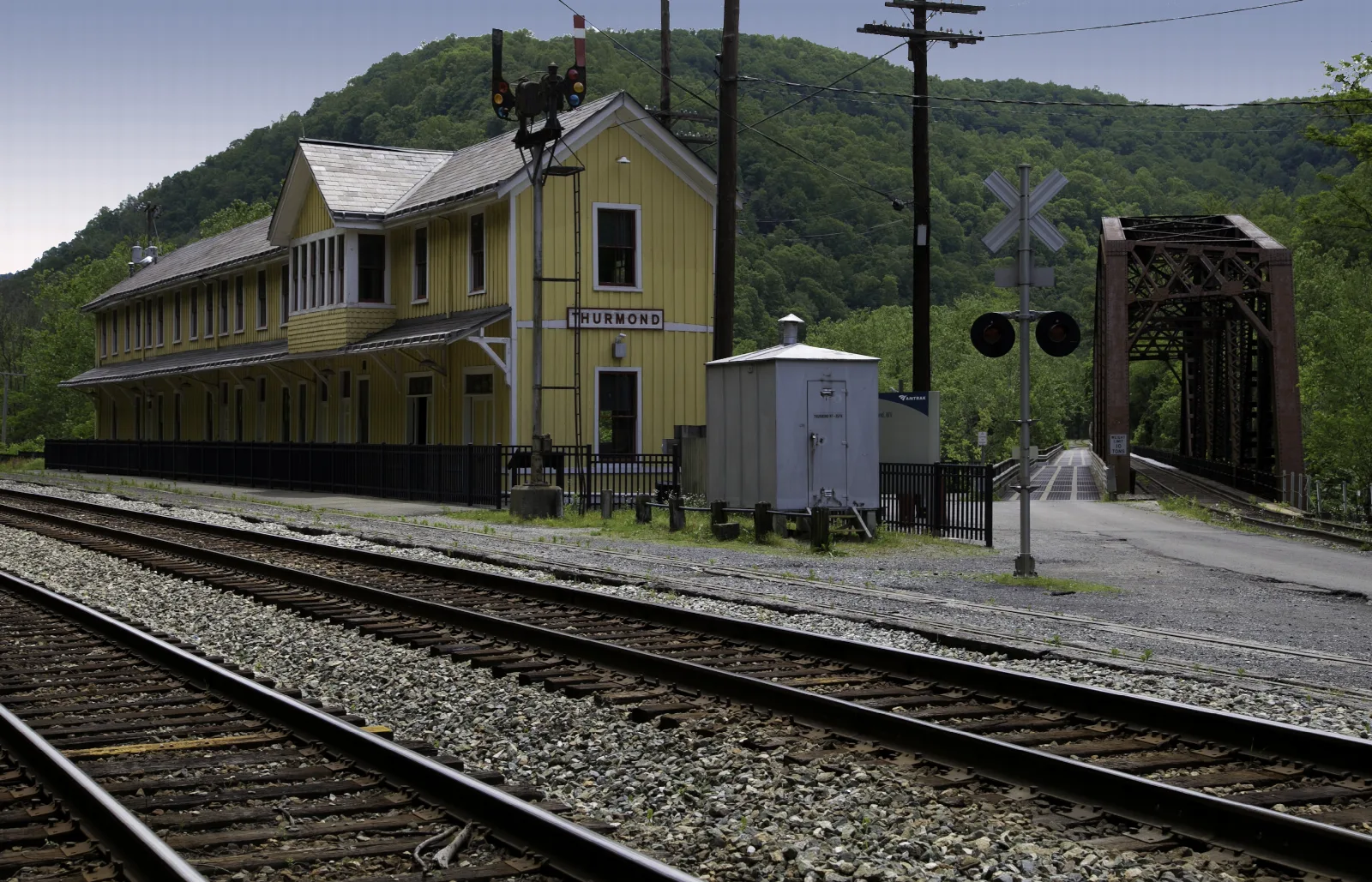 railroad tracks and depot