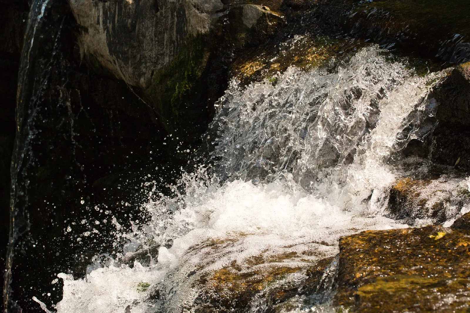 White water splashing over a rock ledge