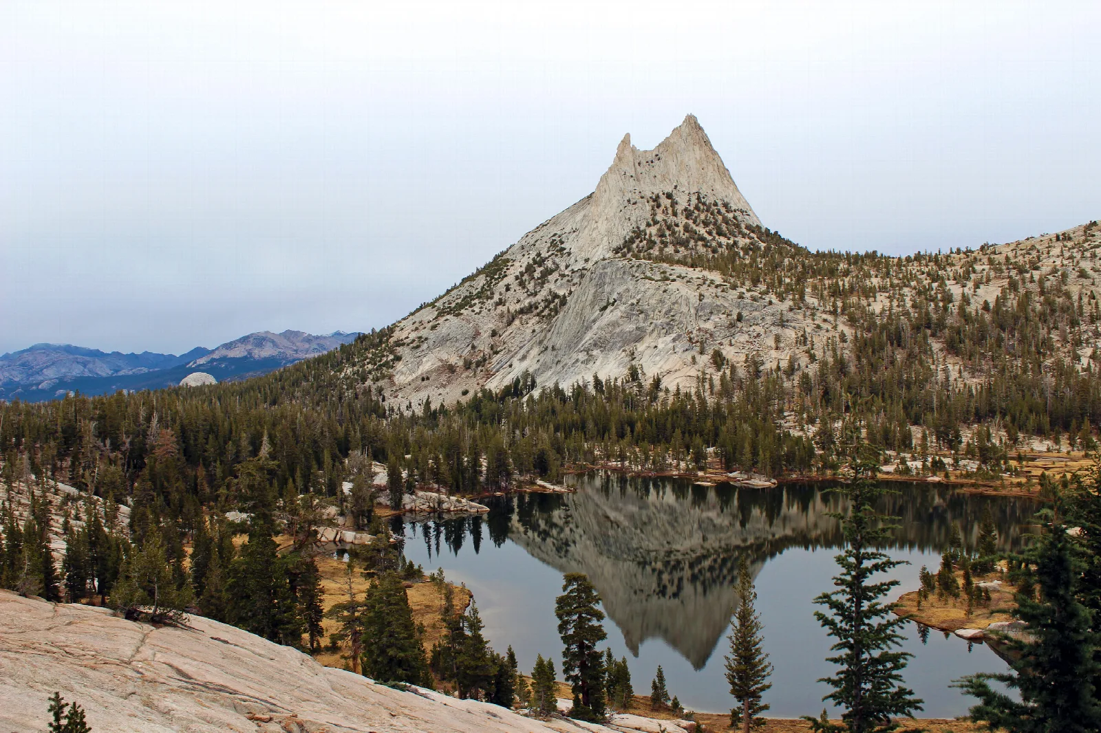 A mountain reflecting in a lake.