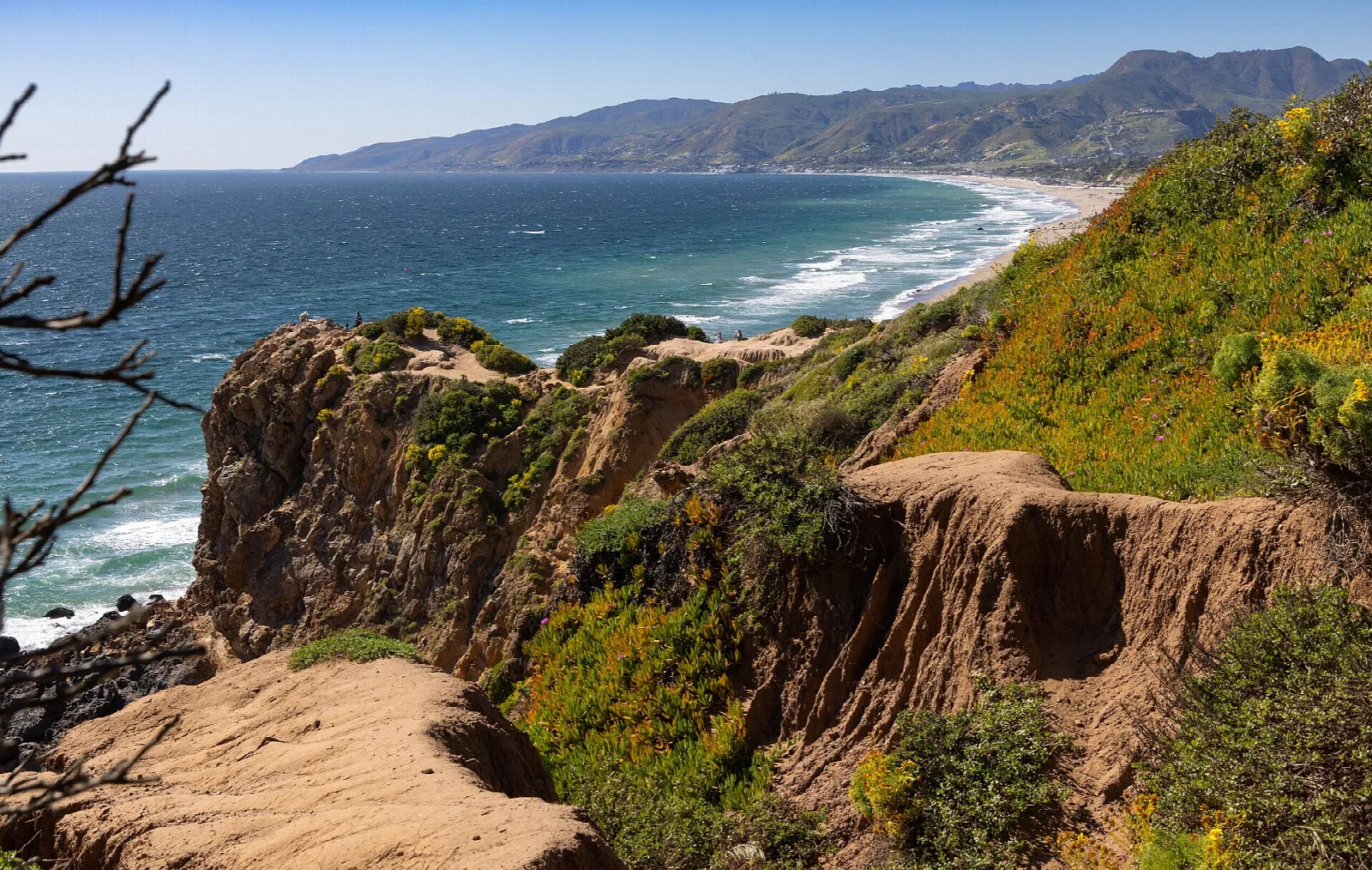 Eroded cliff above the ocean with the coast stretching away