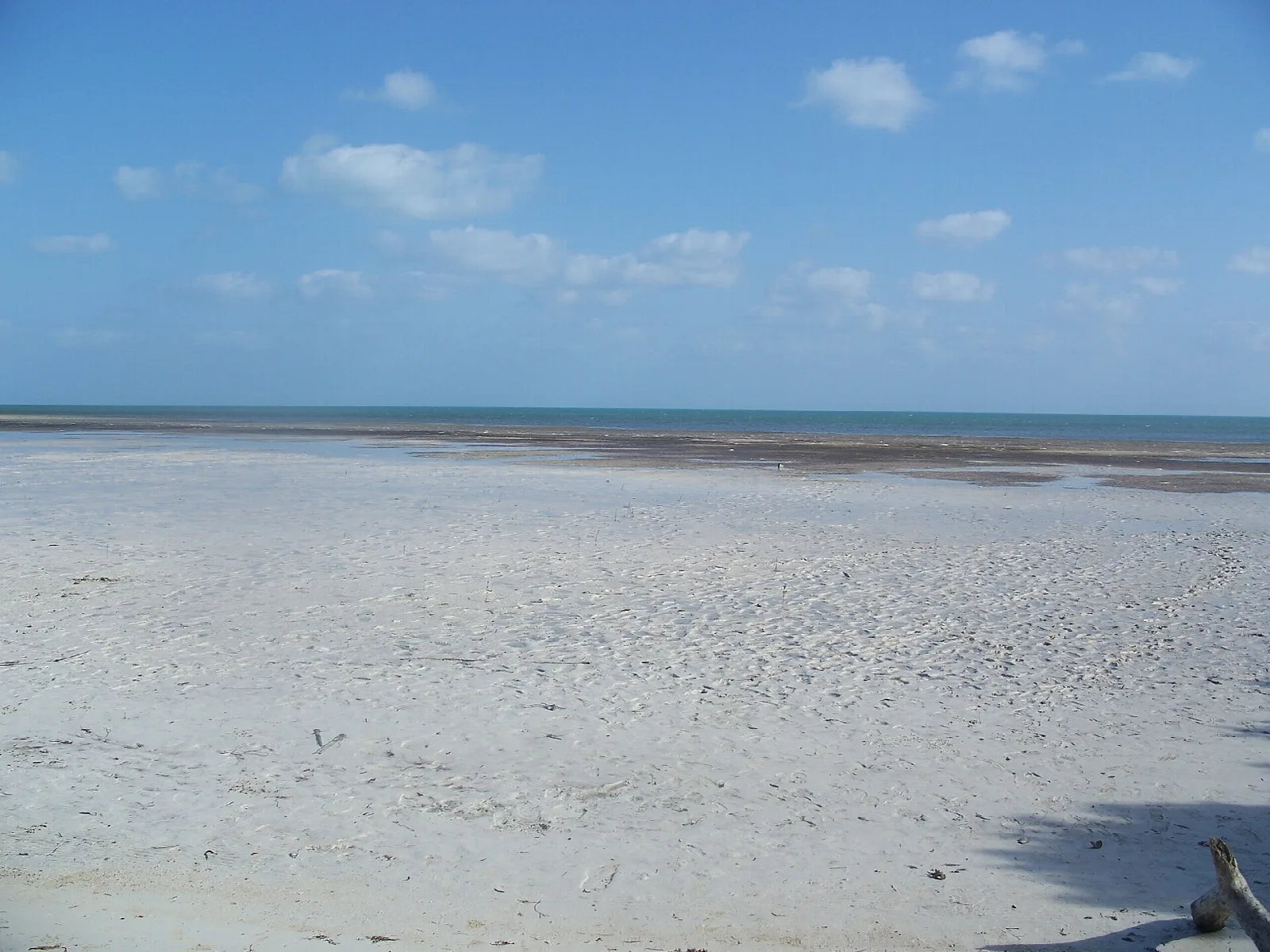 Wide empty sandy flat beside the water