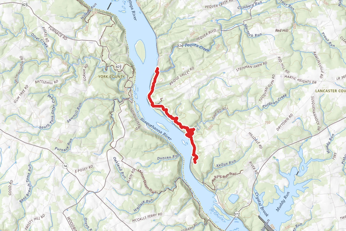 Pinnacle Overlook from Pequea via Conestoga Trail