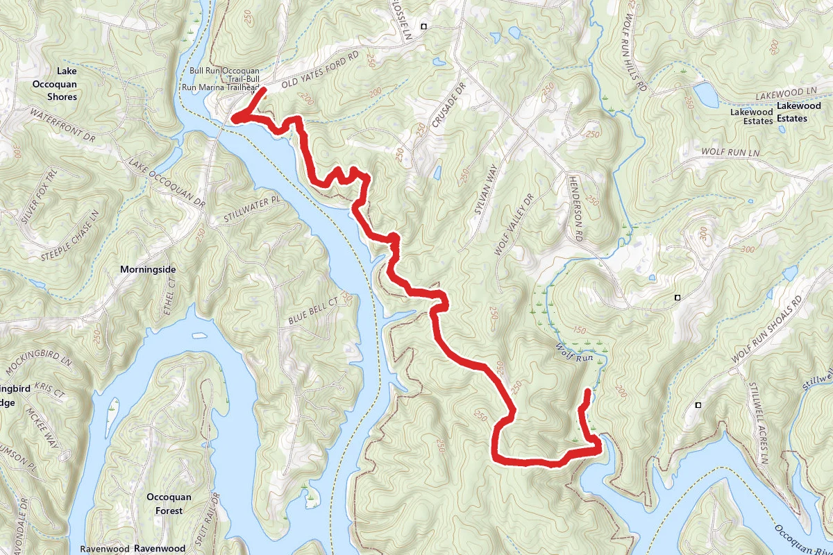 Bull Run Occoquan Trail via Old Yates Ford Road