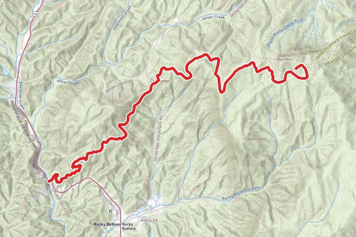 Sassafrass Mountain via NC 178