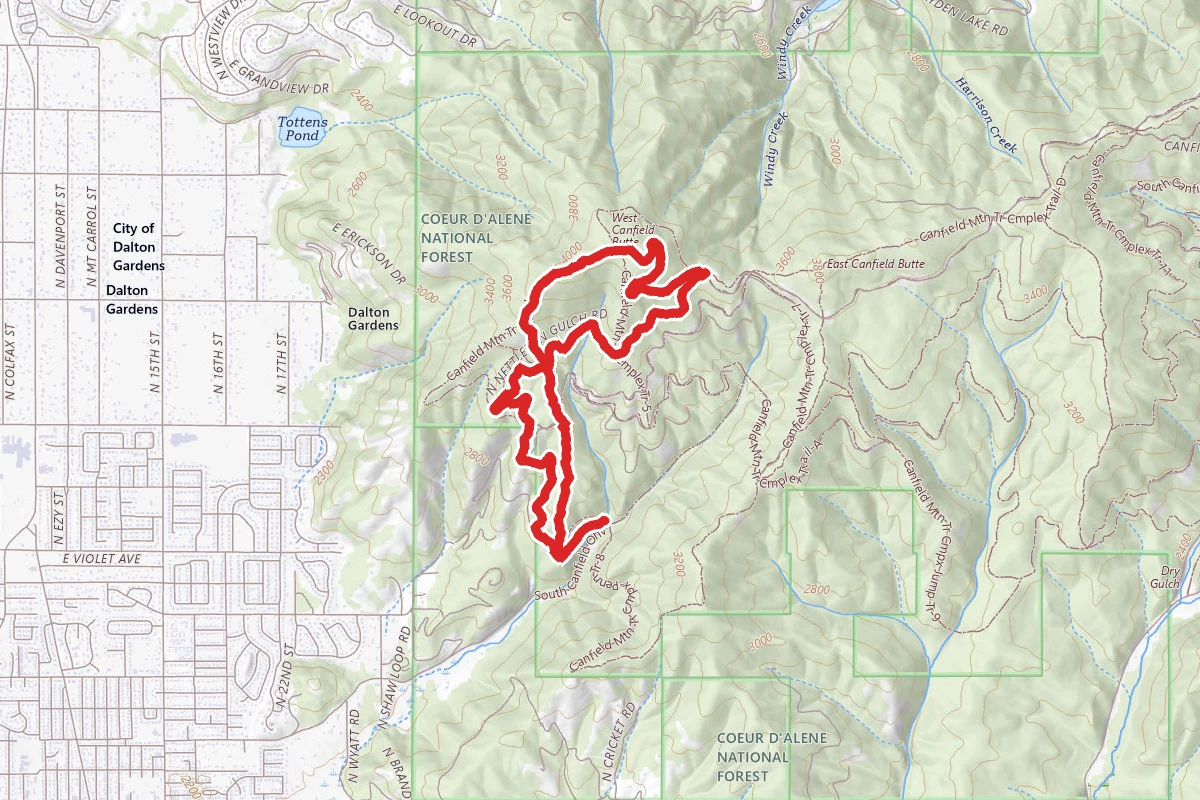 Canfield Mountain Trails 1562, D, and 3 Loop