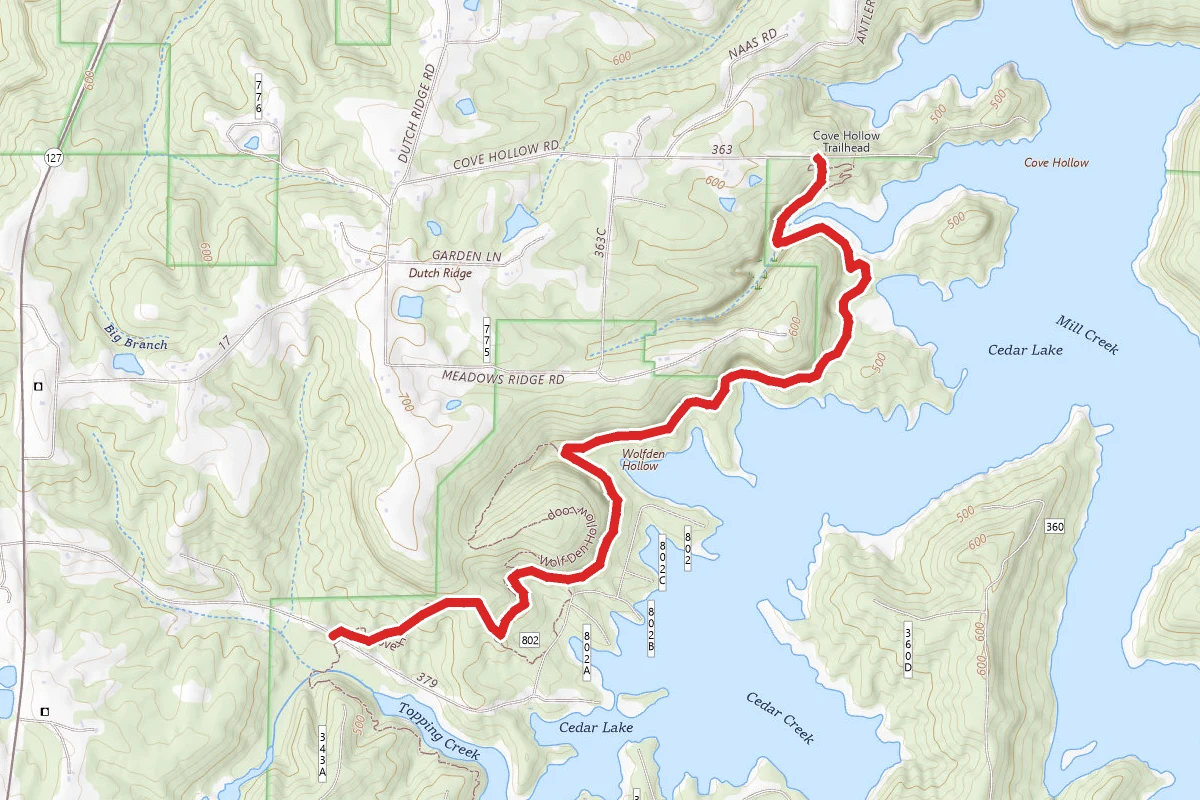 Cove Hollow Trail to Cedar Lake Trail