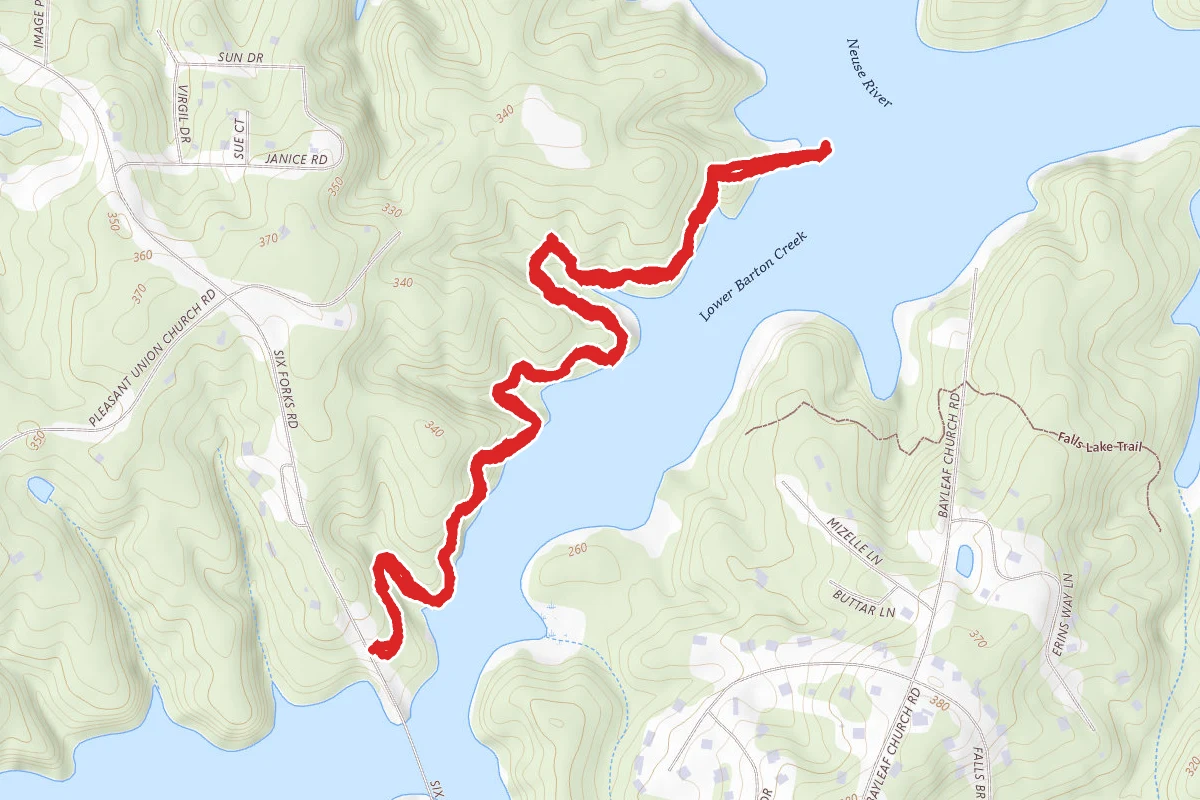 Falls Lake Trail to Blue Jay Point Trail