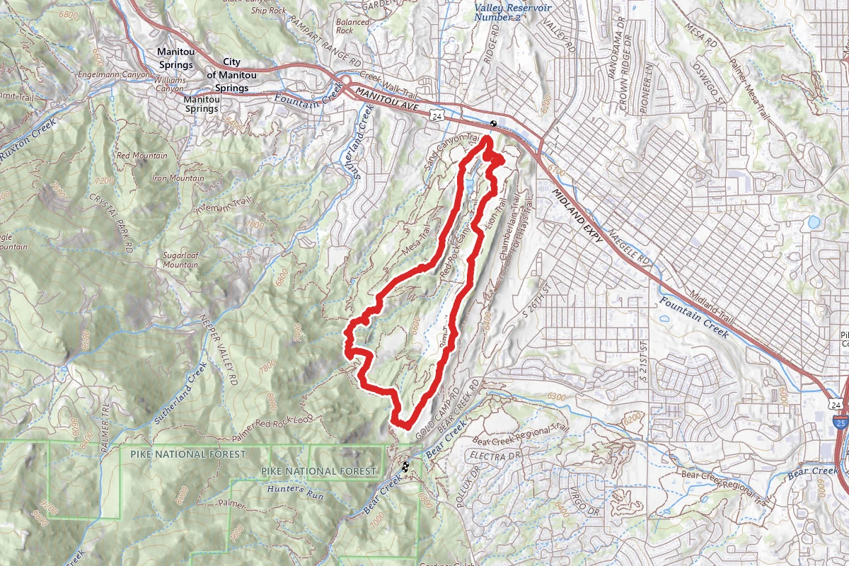 Red Rock Rim Trail to Palmer Trail To Greenlee Trail