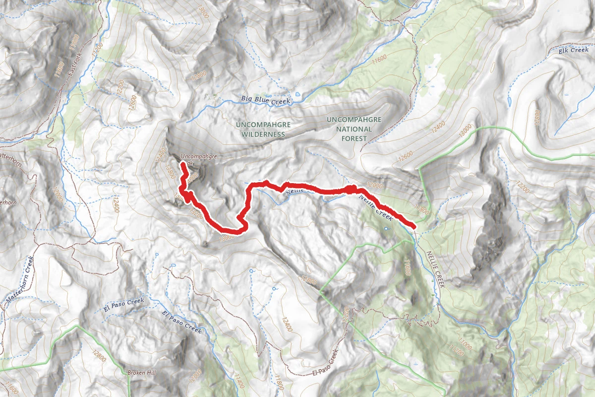 Uncompahgre Peak via Nellie Creek Road