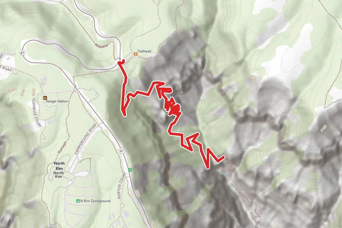 North Kaibab Trail to Supai Tunnel and Coconino Overlook