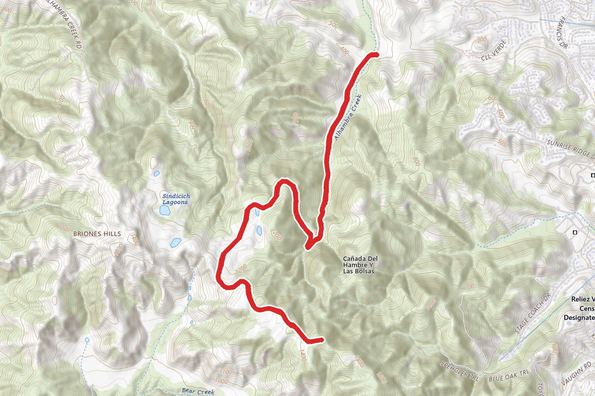 Briones Peak Via Alahambra Creek and Briones Crest Trails