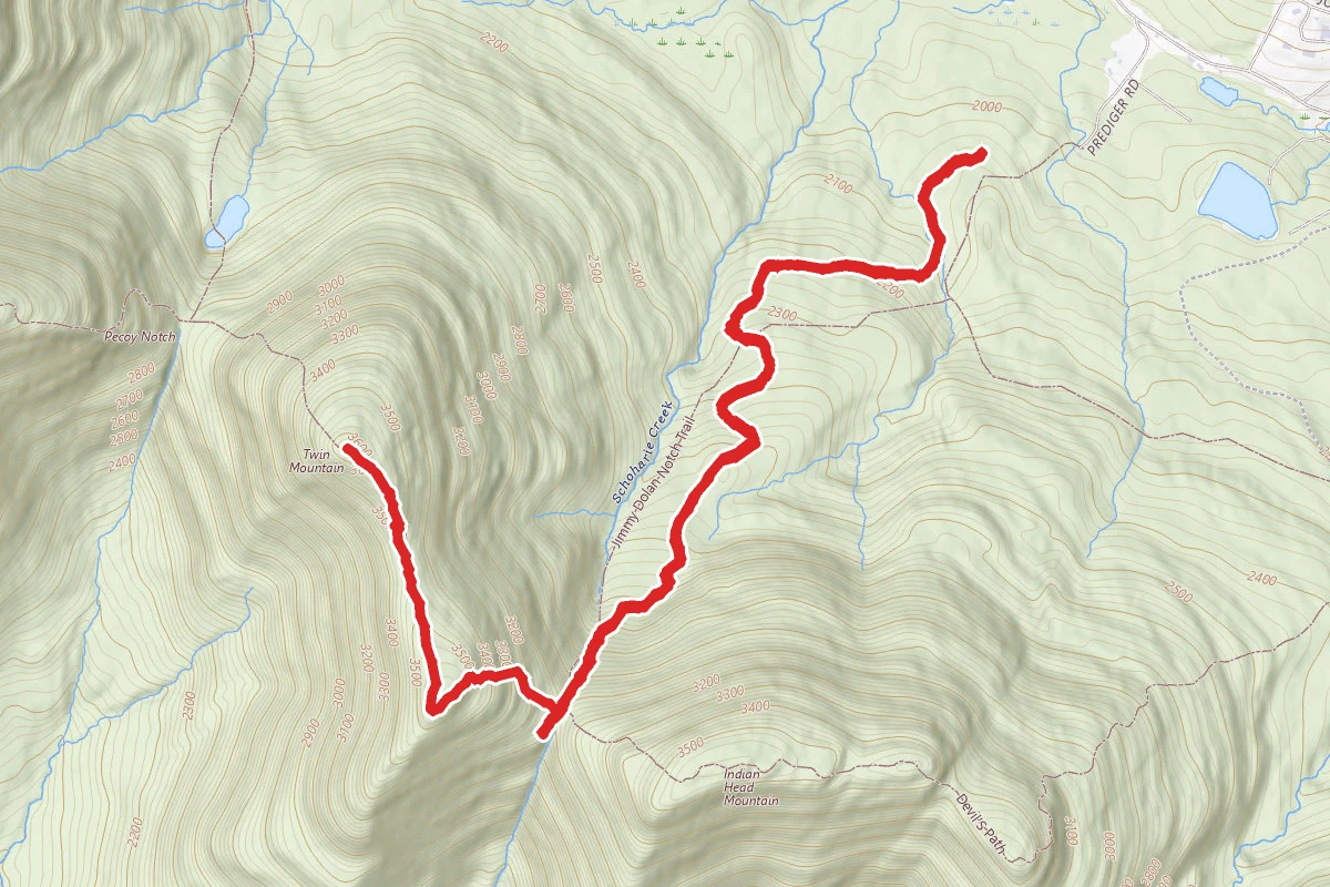 Devil's Path to the Jimmy Dolan Notch Overlook and Twin Mountain Summit