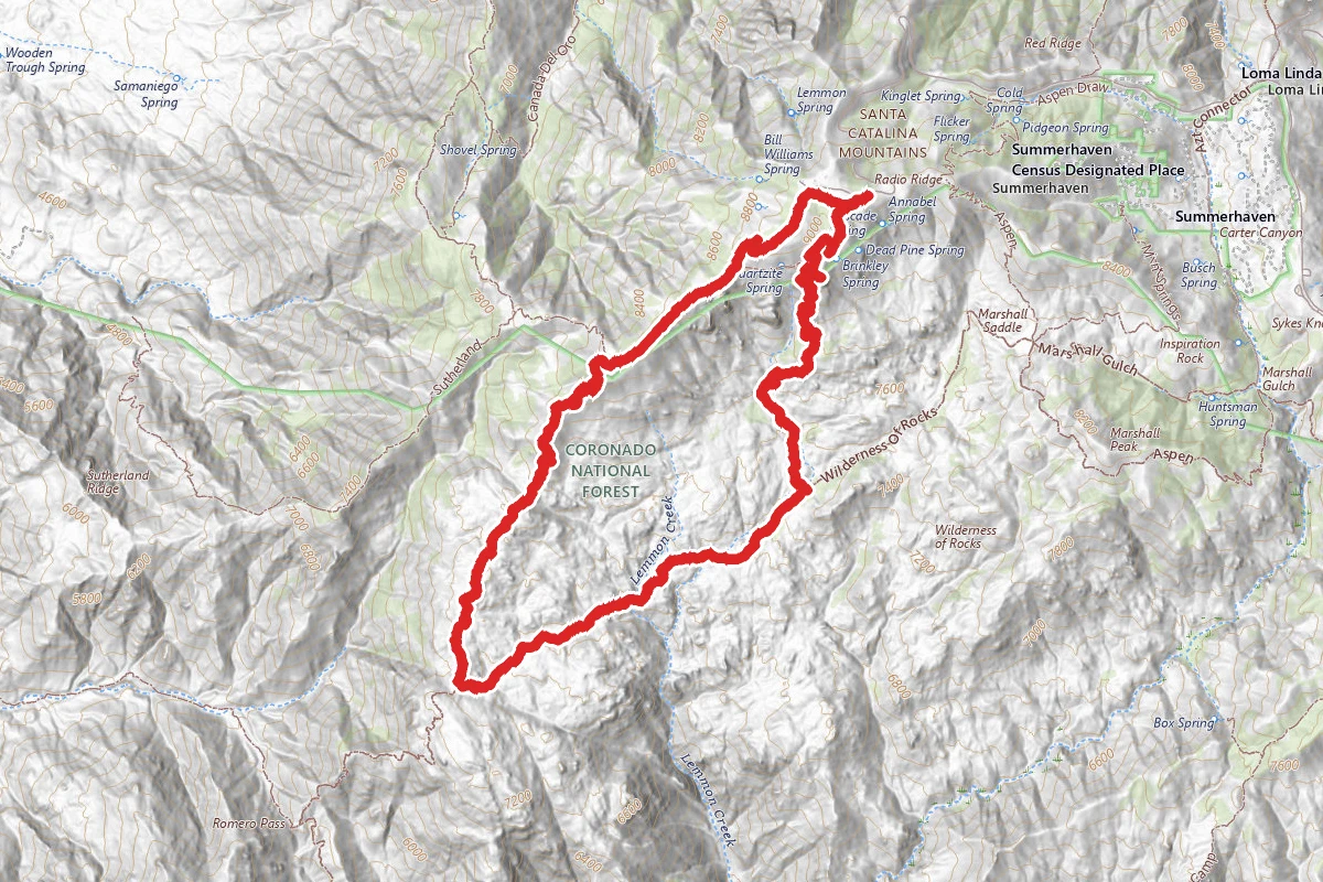 Mount Lemmon Lookout Trail to Mount Lemmon Trail Loop