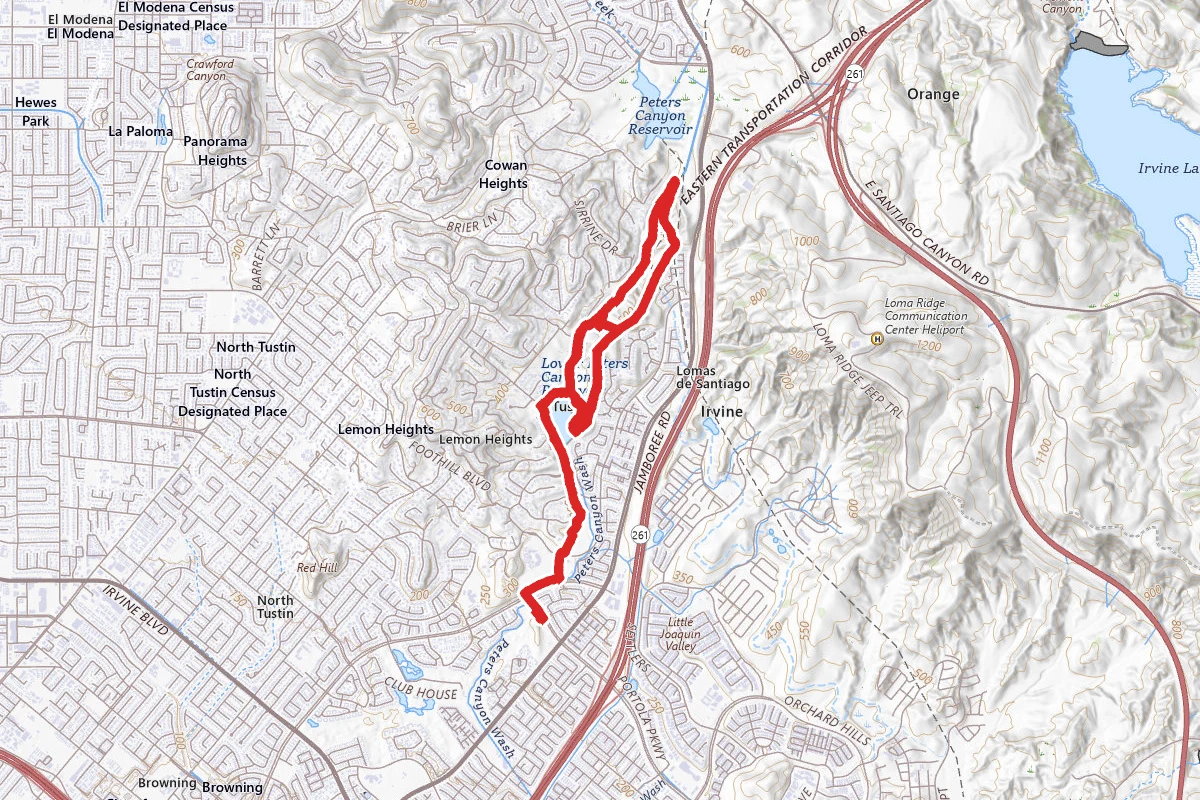 Lower Peters Canyon Trail Loop Via Citrus Ranch Park