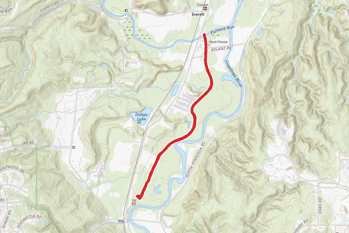 Ohio and Erie Canal Towpath from Ira Trailhead