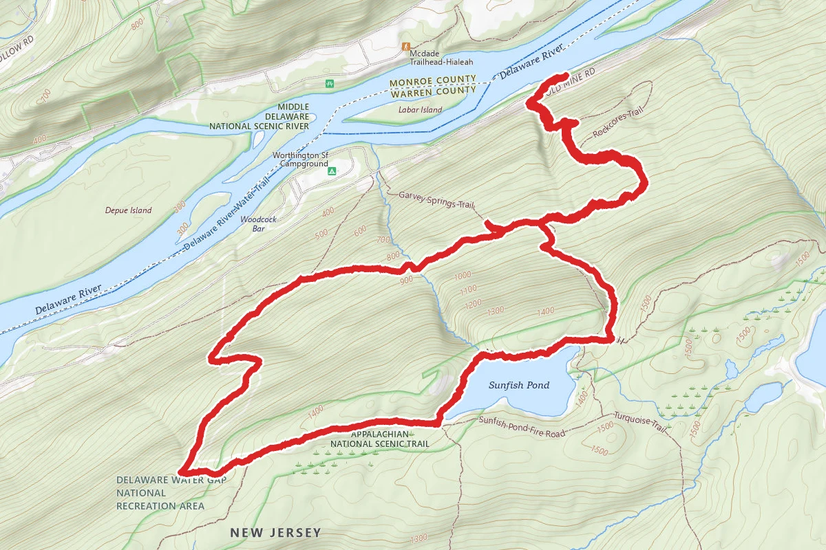 Rockcores, Garvey Springs, Appalachian, and Douglas Trails Loop