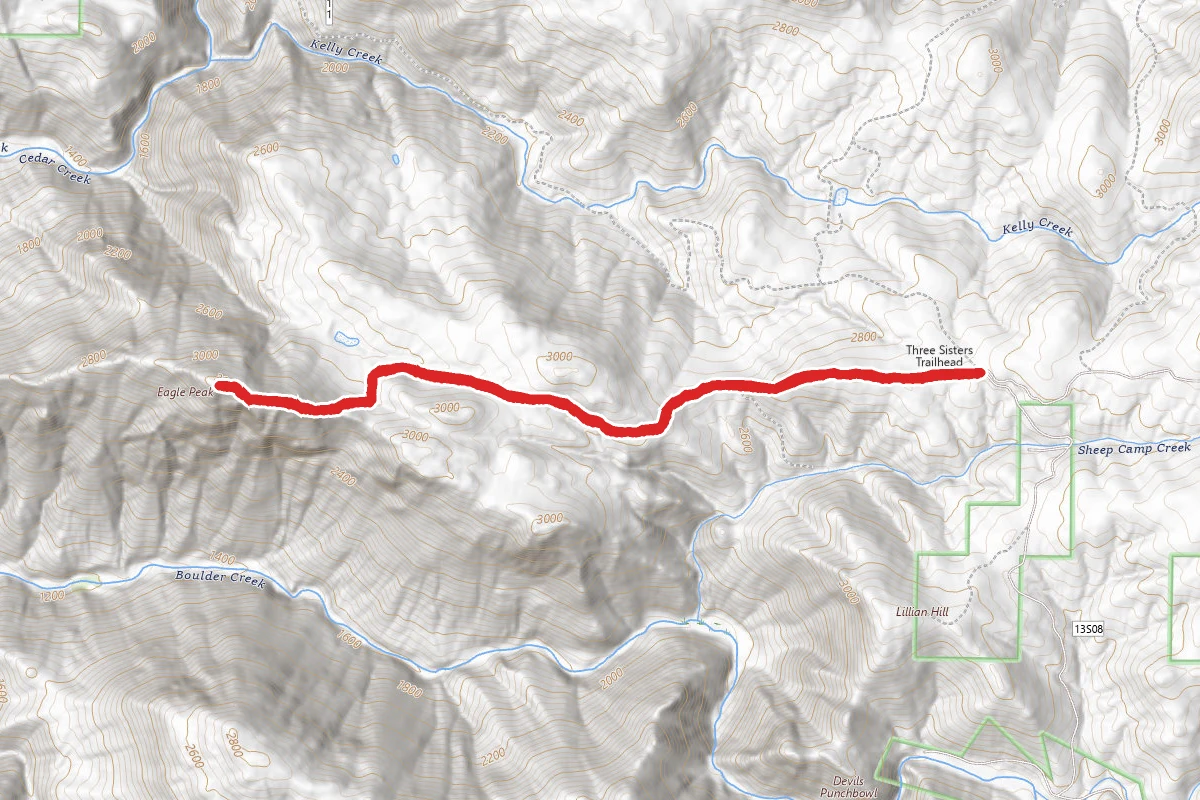 Eagle Peak Trail via Three Sisters Falls Trail