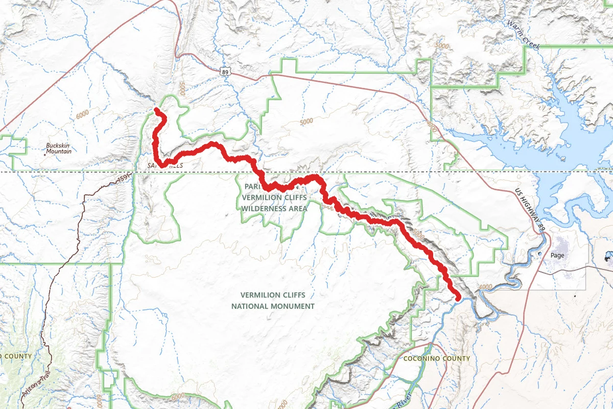 Buckskin Gulch Trail to Lees Ferry