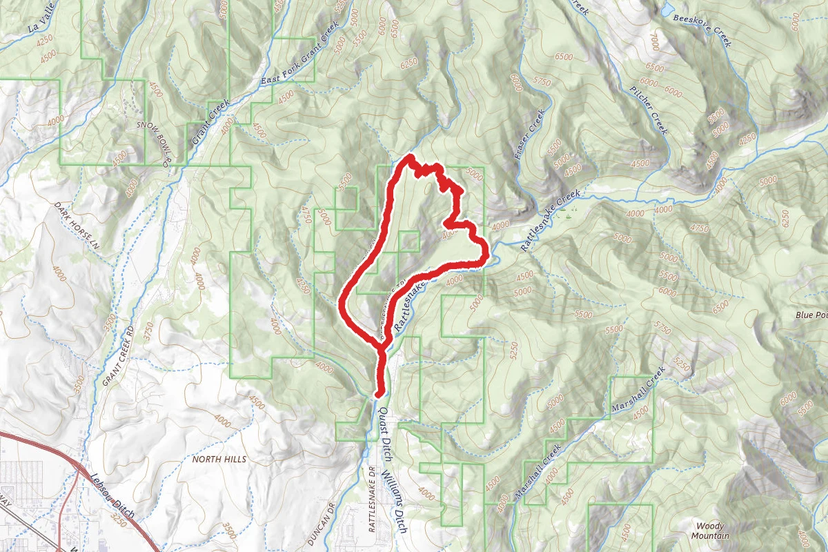 Spring Gulch, Wallman Trail, and Rattlesnake Trail Loop