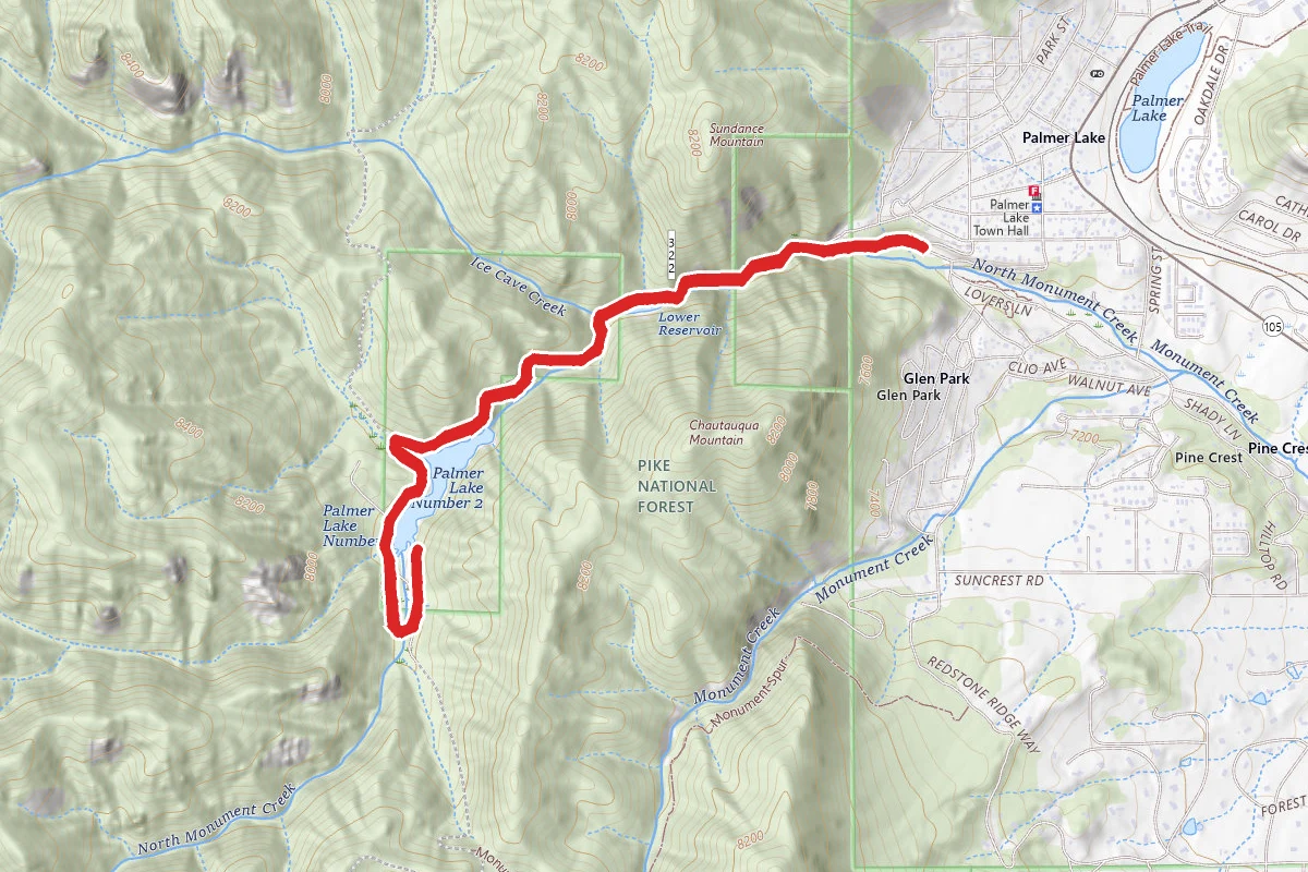 Palmer Lake Reservoir via La Deux Reservoirs Trail