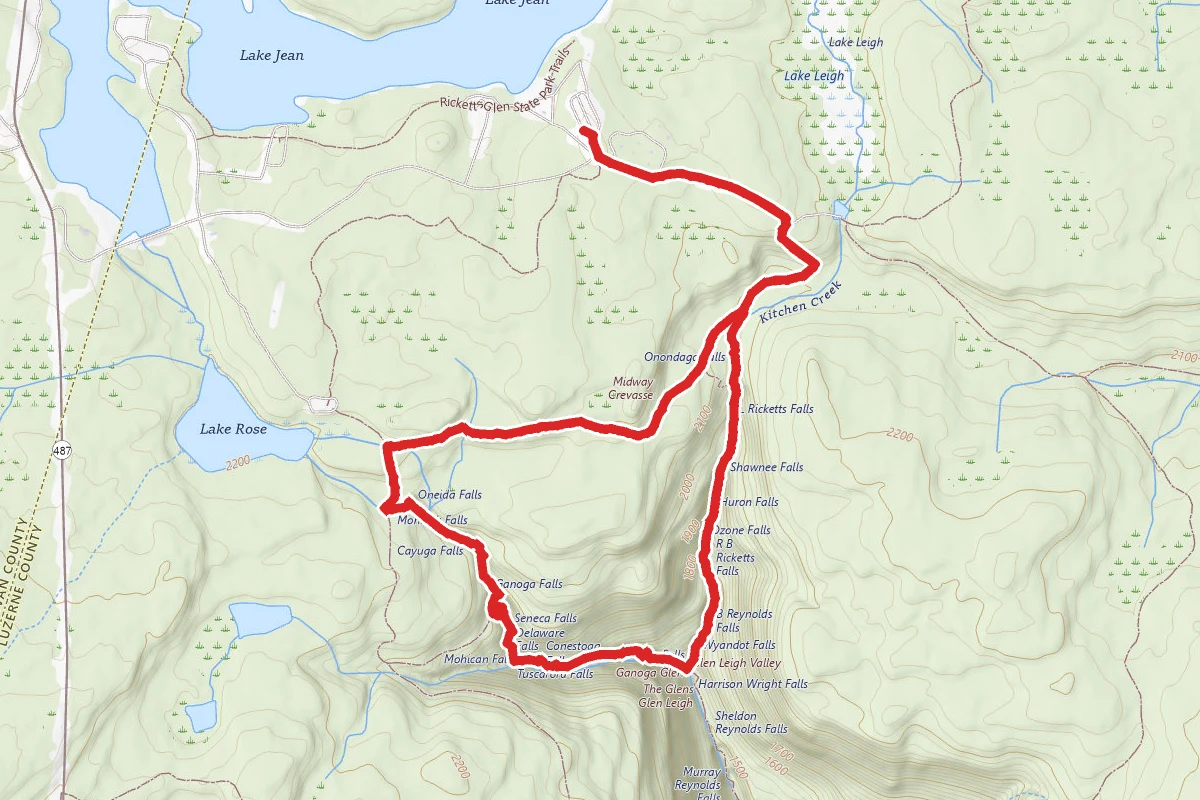 Falls Trail to Highland Trail via Cherry Run Trail Loop
