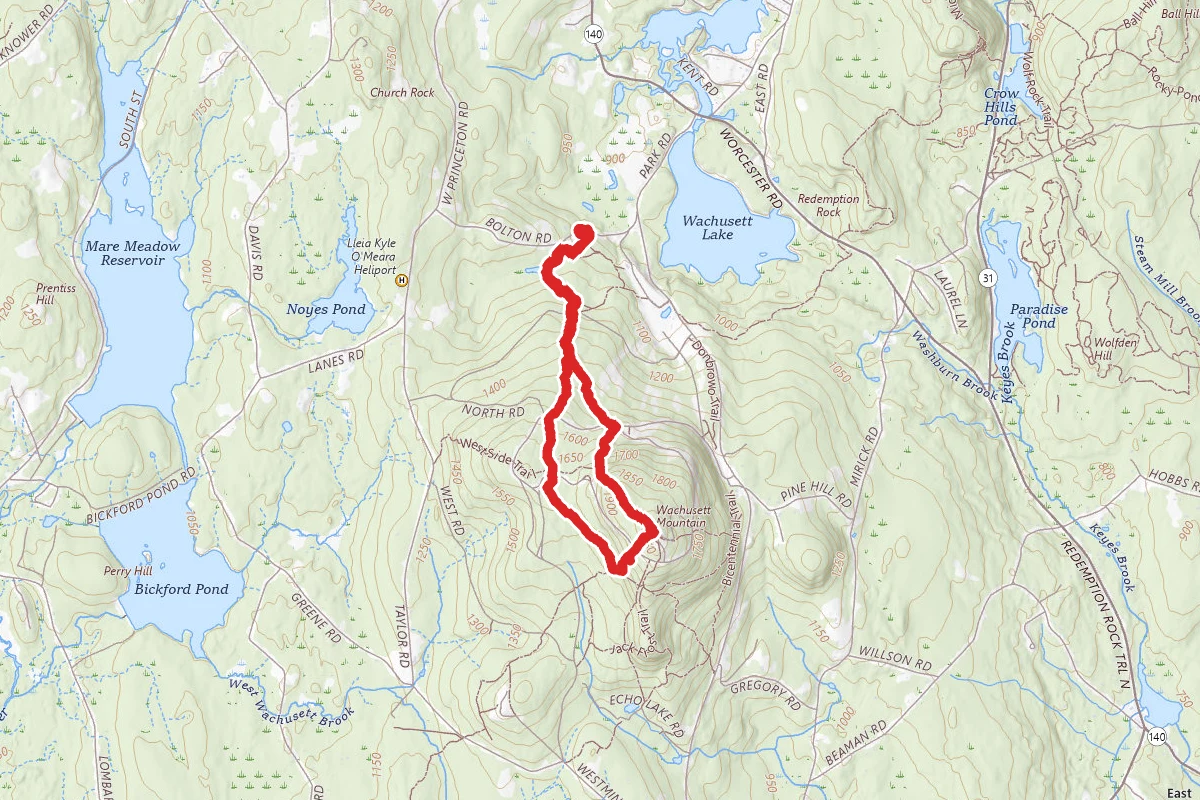 Wachuset Mountain via Bolton Pond, Semuhenna, and Old Indian Trail