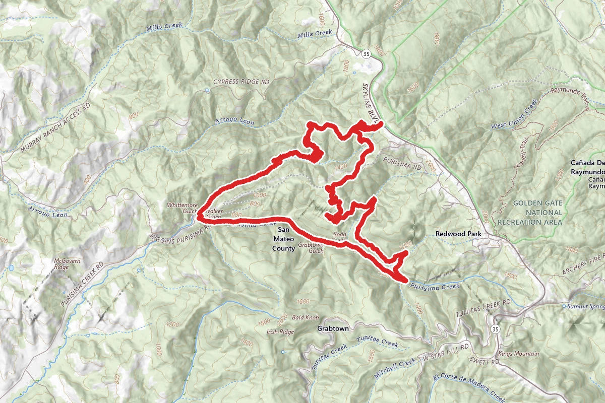 Whittemore Gulch and Purisima Creek Loop Trail