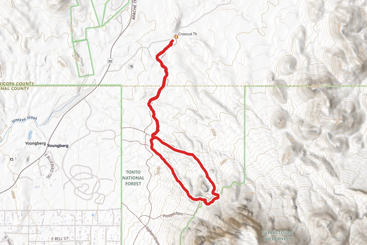 Treasure Loop Trail via Jacob's Crosscut Trail