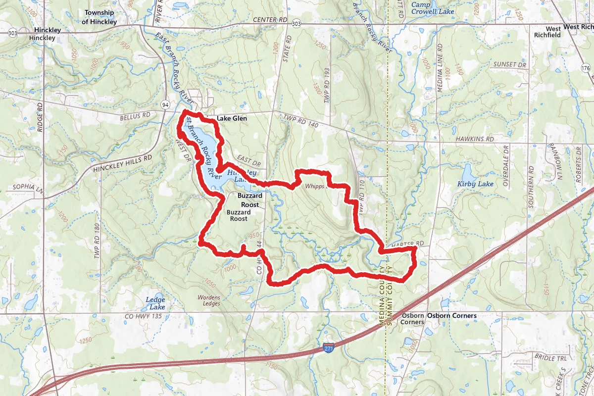 Hinckley Lake Loop Trail to Buckeye Trail