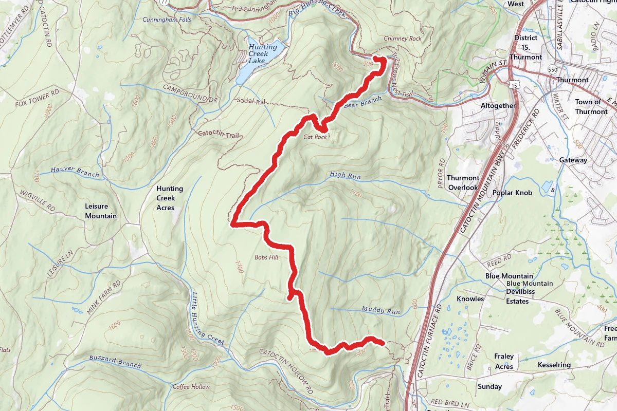 Cat Rock (Yellow) Trail to Catocin (Blue) Trail