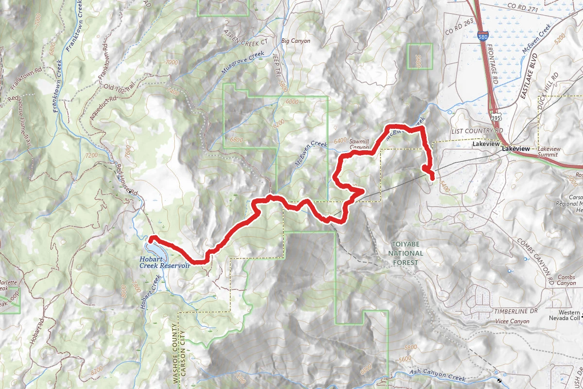 Hobart Creek Reservoir Trail (via Carson City)