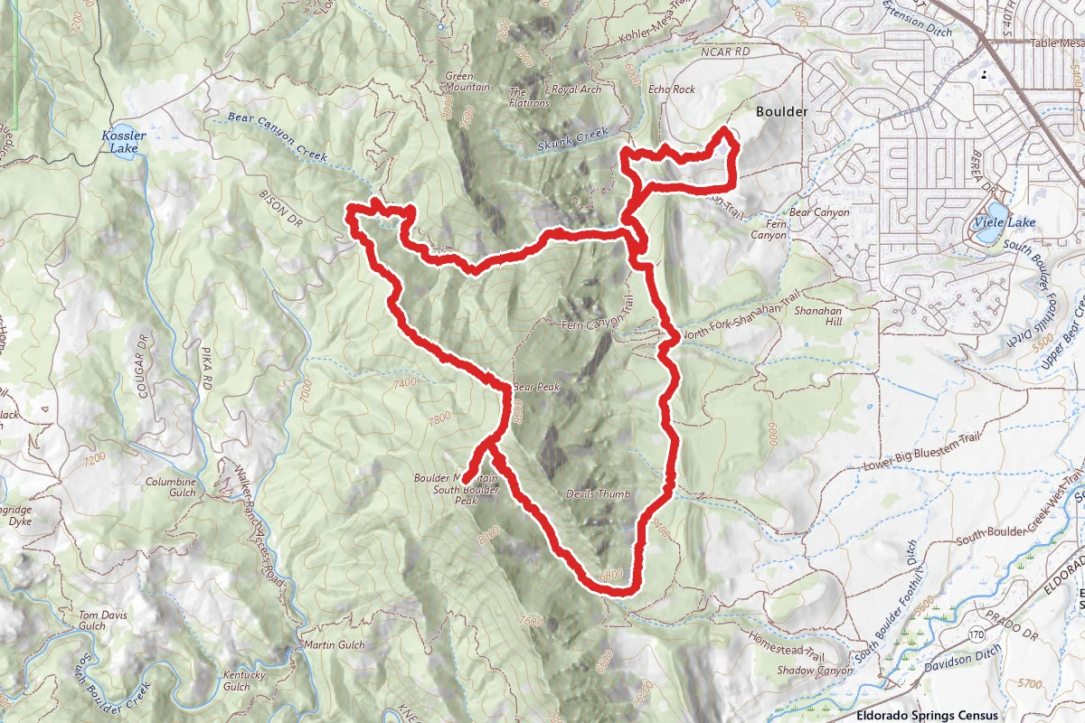 Bear Canyon to South Bear Peak to Mesa Trail Loop
