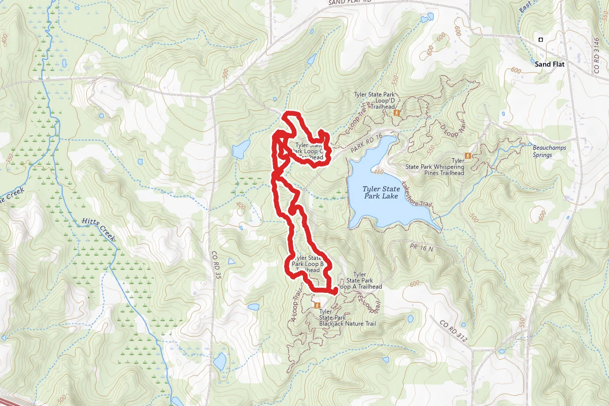 Tyler State Park Loop B Trail