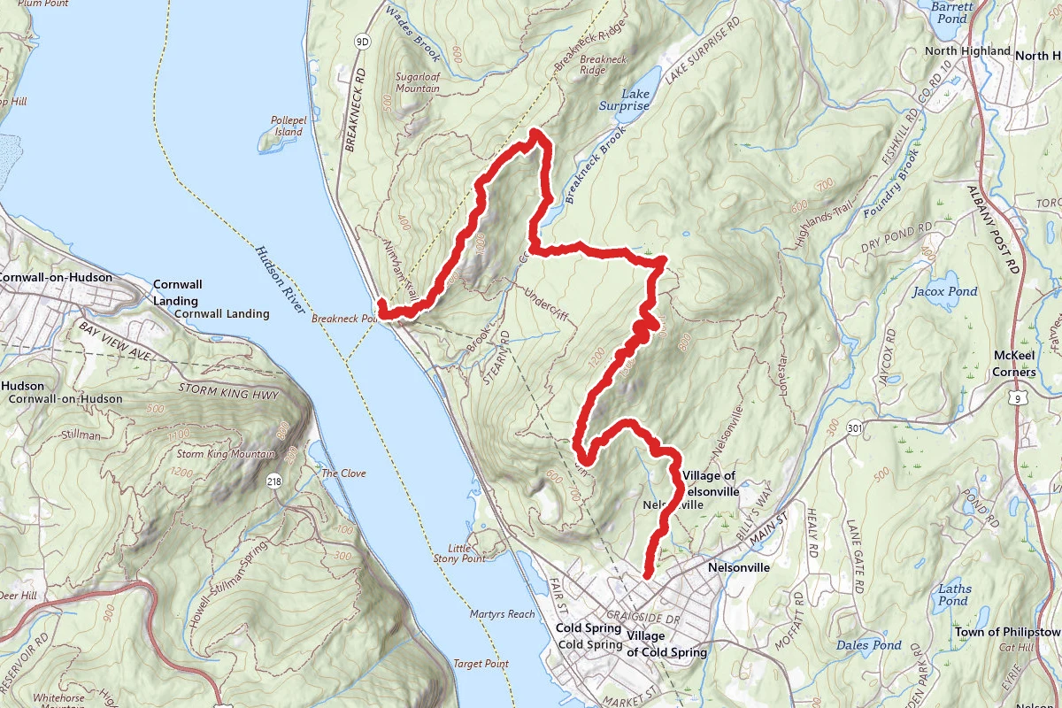 Breakneck Ridge, Notch Trail, Bull Hill, Undercliff, Cold Spring