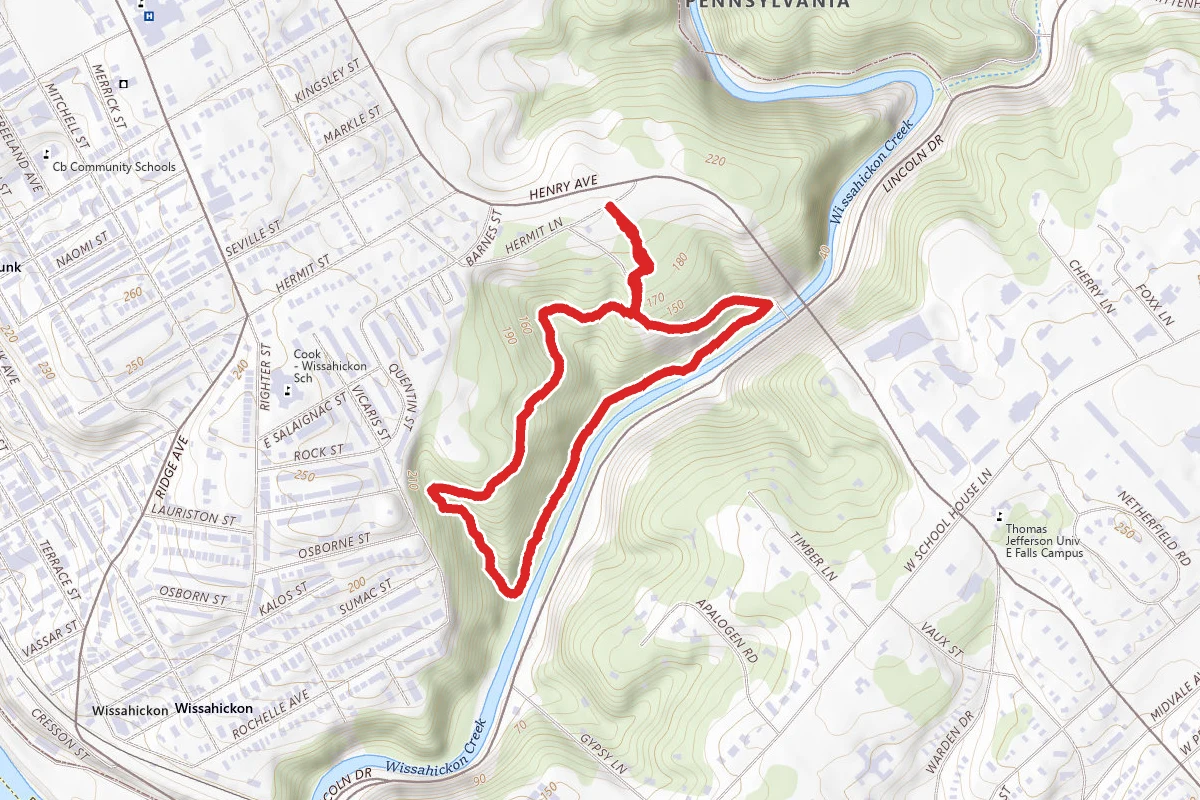 Wissahickon Creek Loop from Hermit Lane