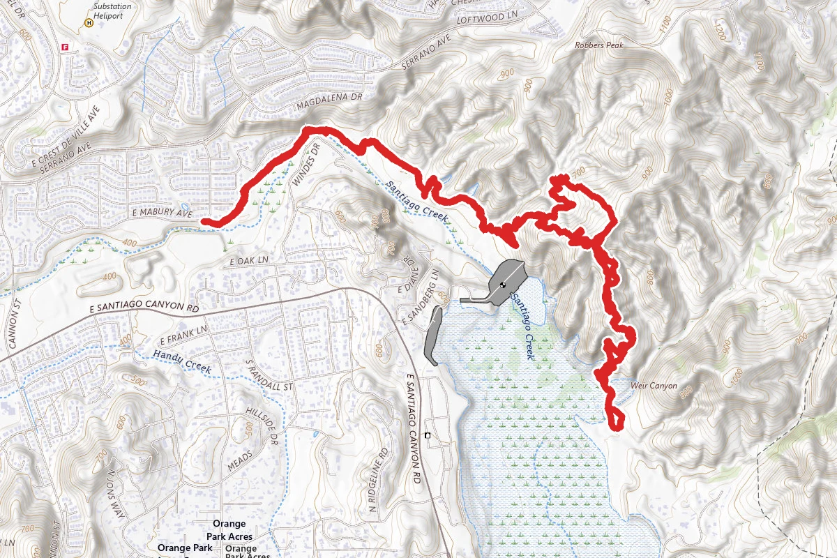 Santiago Creek to Sage Ridge to Chutes to Barham Ridge Loop
