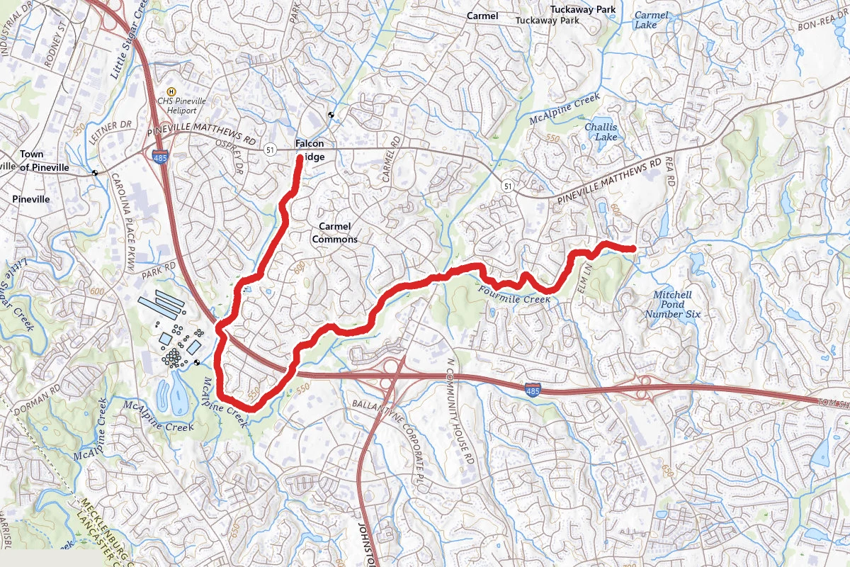 McMullen Creek Greenway to Four Creek Greenway