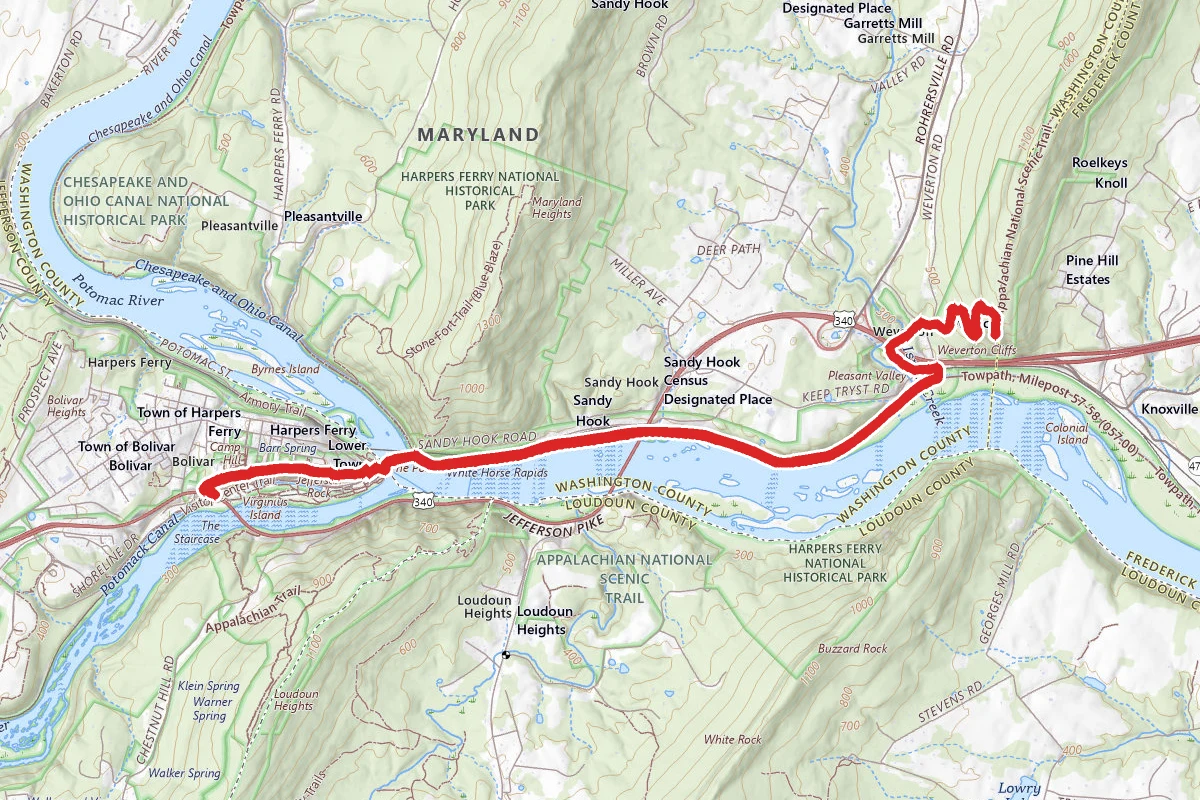 Harpers Ferry to Weverton Trail