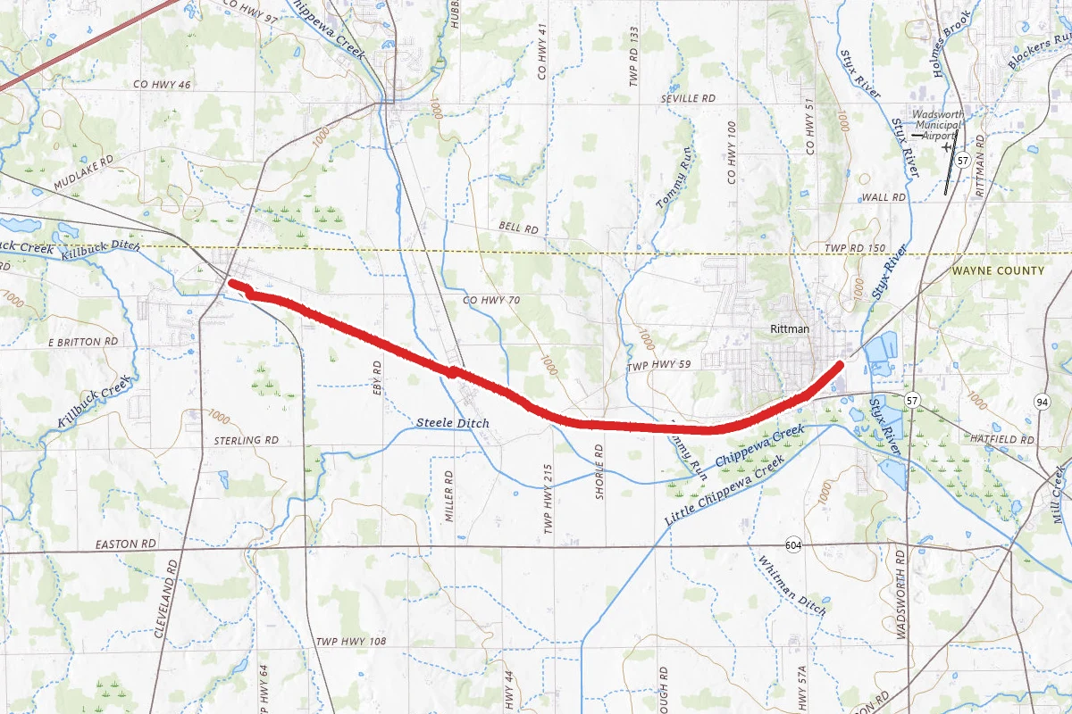 Rittman to Creston via County Line Trail