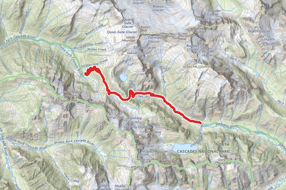 Cascade Pass Trail to Cottonwood Camp