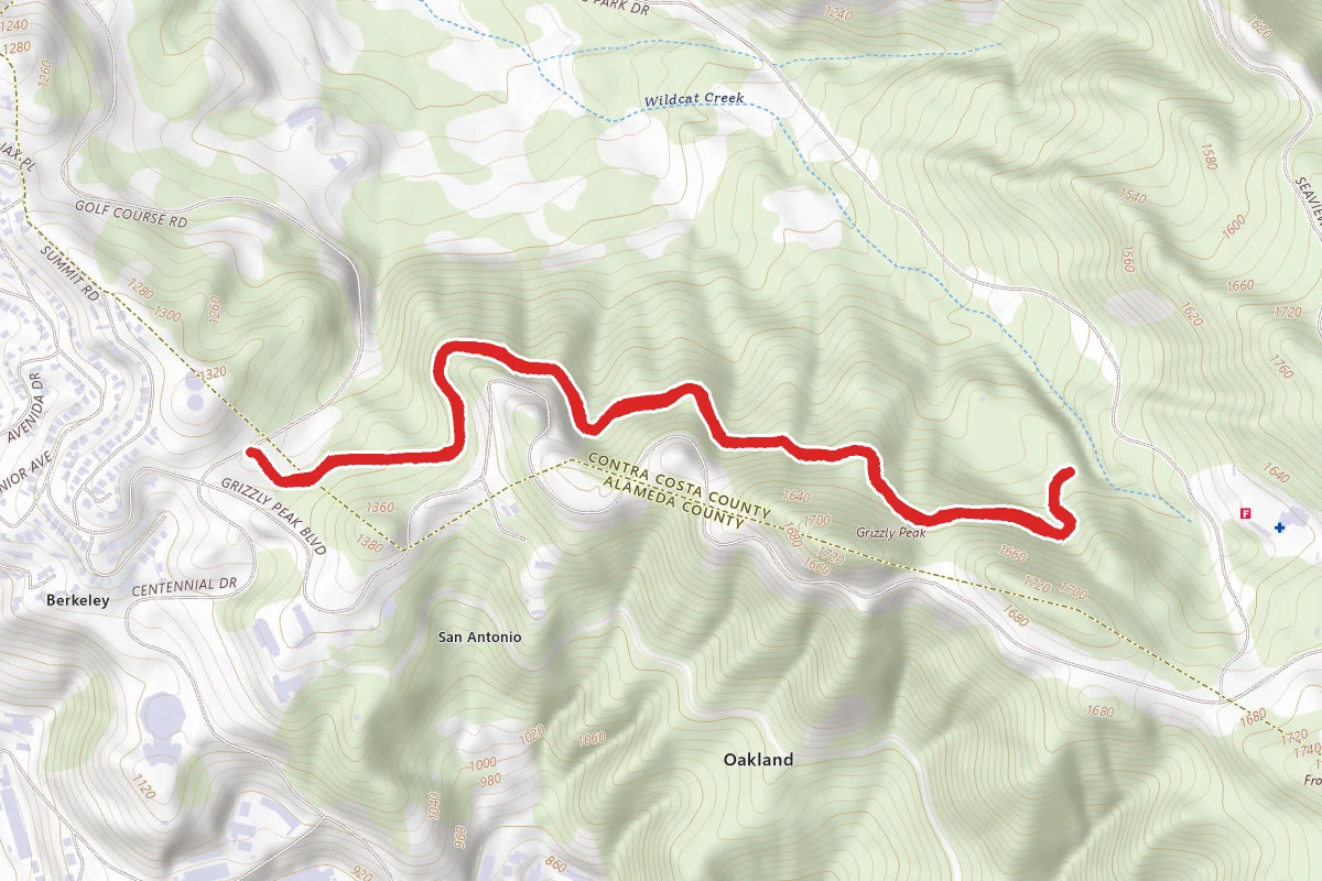 Grizzly Peak Trail from Golf Course Drive