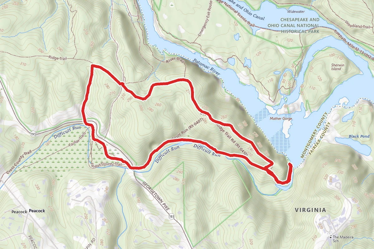Wolfpack, Ridge and Difficult Run Trail Loop