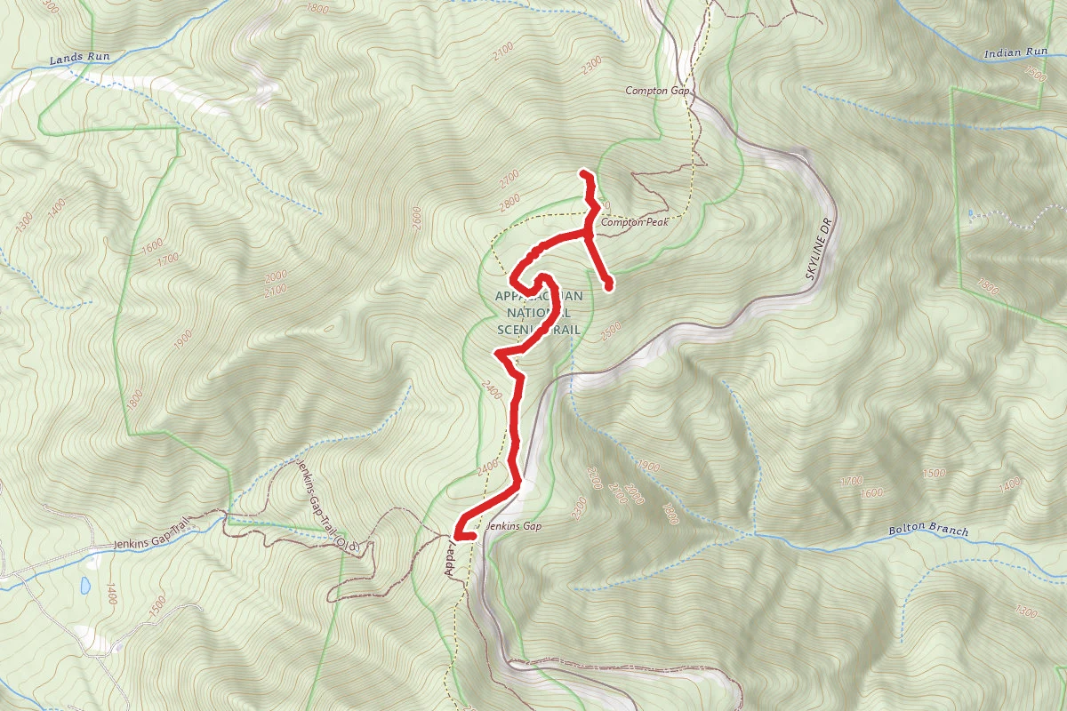 Compton Peak from Jenkins Gap via Appalachian Trail