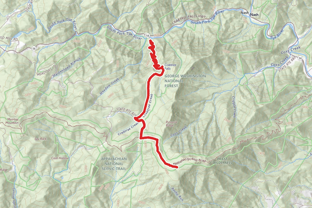 Crabtree Falls to Priest Shelter