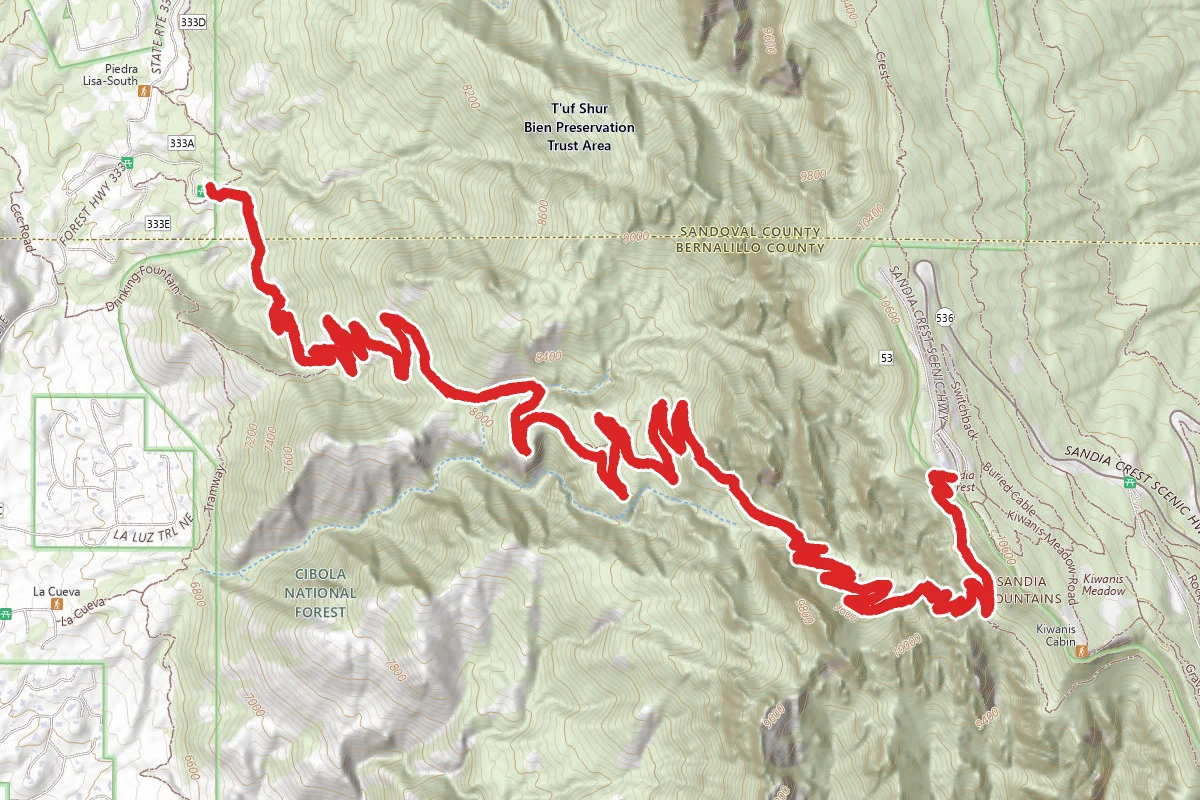 Sandia Crest via La Luz #137 and Crest House Spur Trail #8A