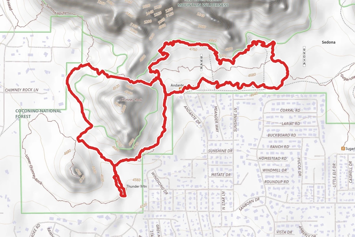 Thunder Mountain, Andante and Chimney Rock Loop