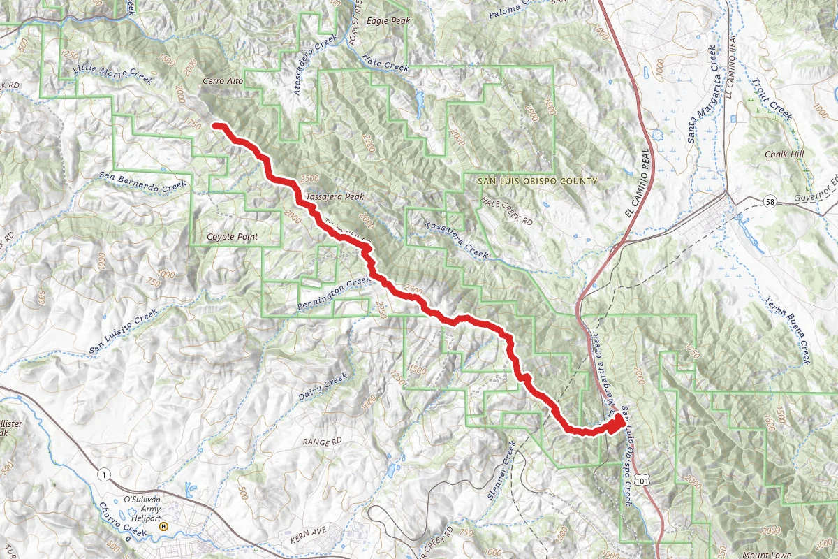 West Cuesta Ridge Road to Cuesta Ridge Botanical Area