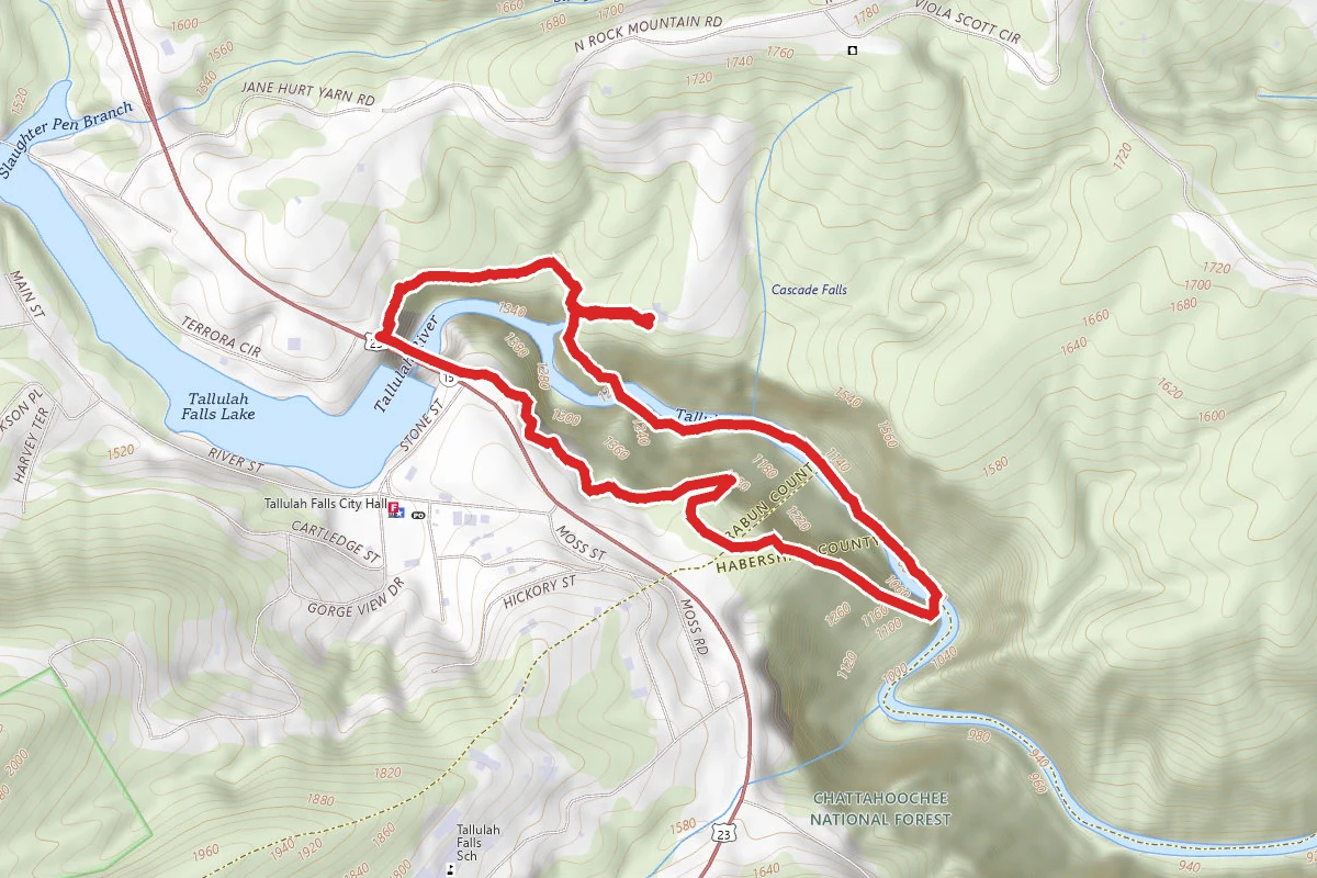 Tallulah Gorge Trail to North Rim Trail Loop