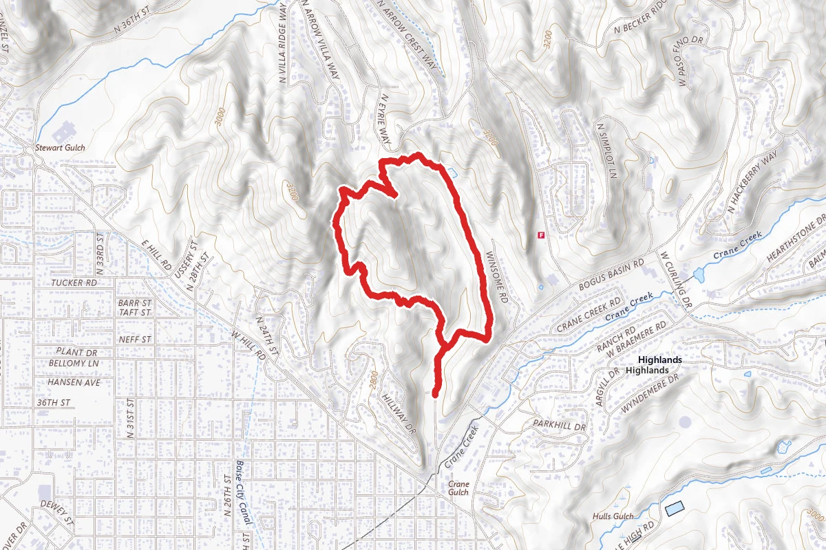 Harrison Hollow Trail to Who Now Loop Trail