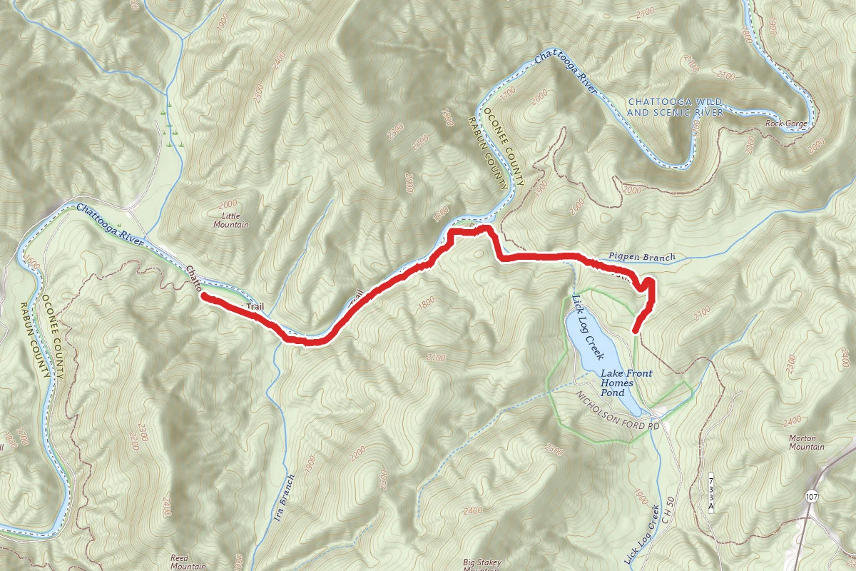 Chattooga Trail from Lick Log and Pig Pen Falls